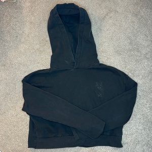 Ksubi womens crop top hoodie washed black gray